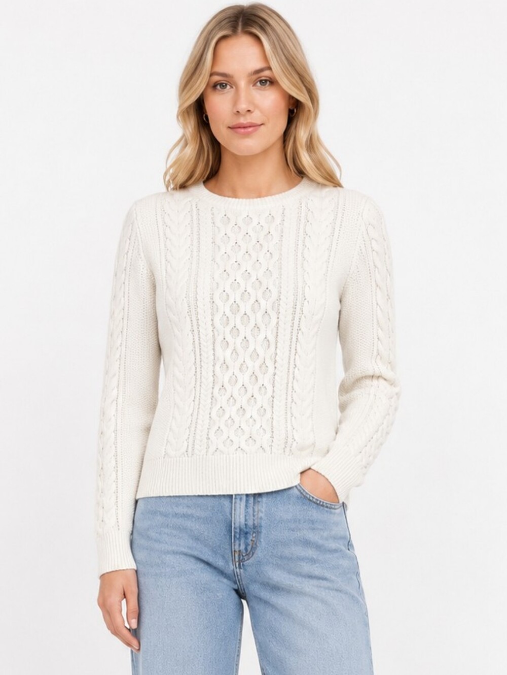 Gap Classic Cable 100% Cotton Knit Crewneck Sweater